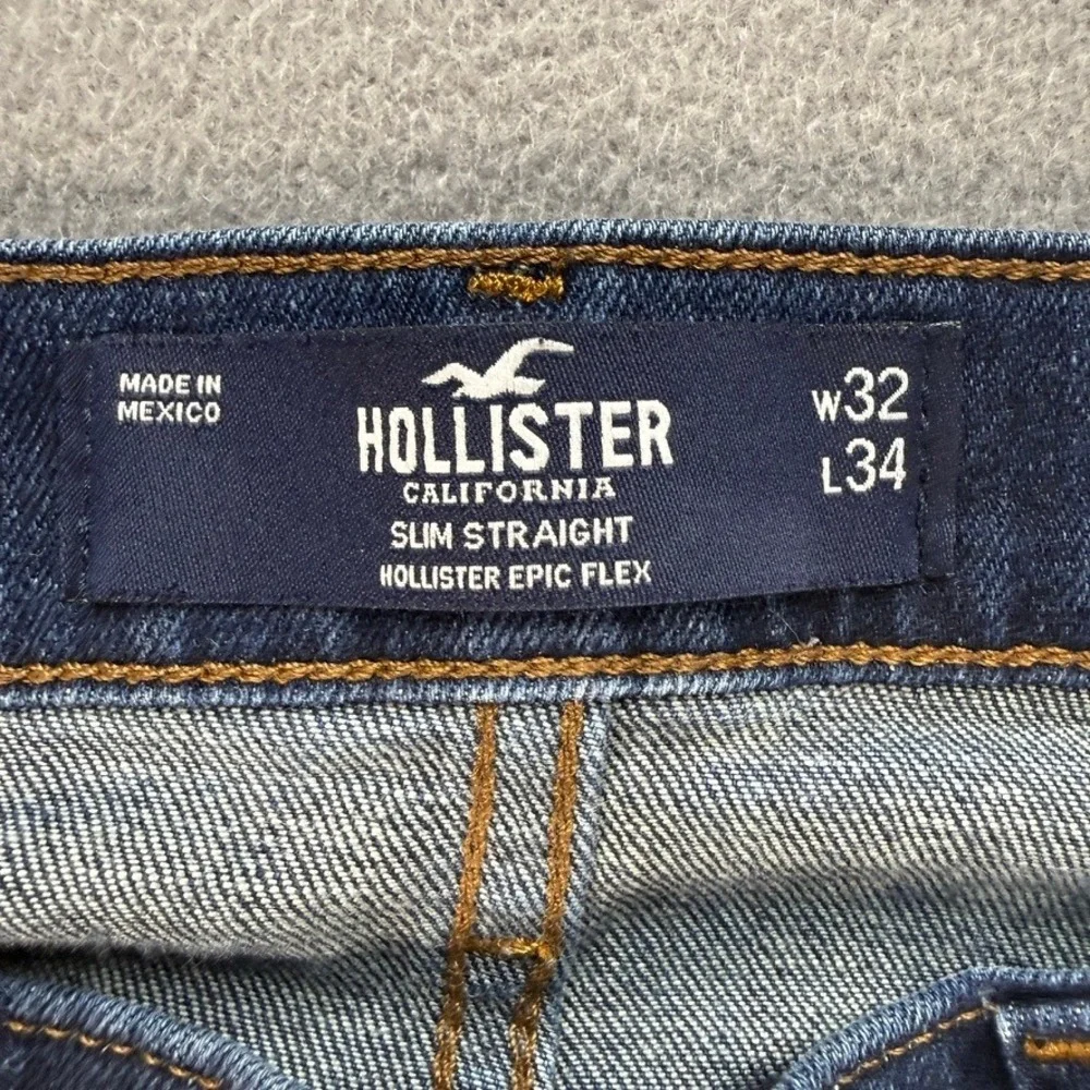 Hollister Slim Straight Epic Flex Jeans 32x34 (FIT 32x33) Dark Wash Blue Denim
